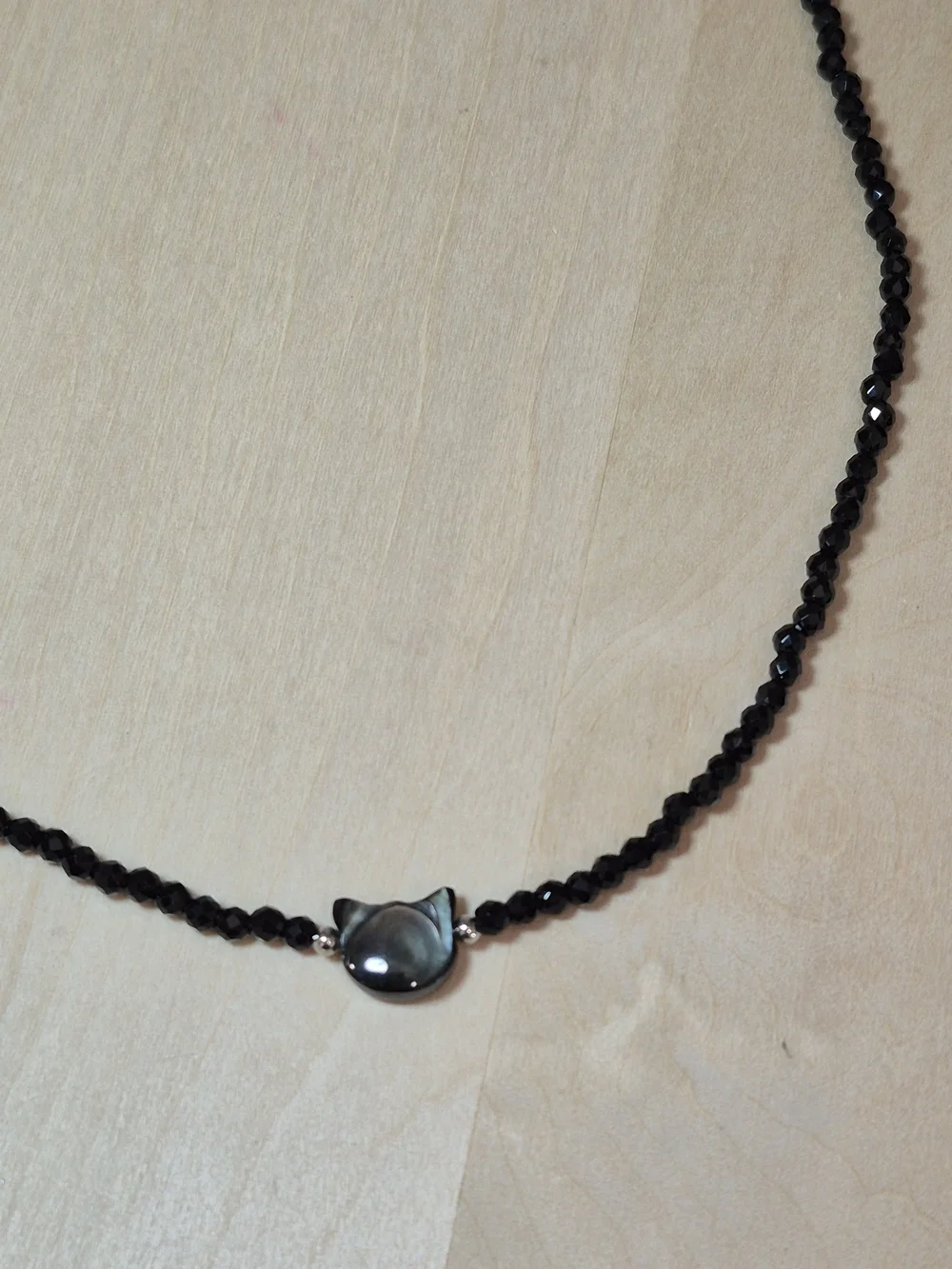 🐈‍⬛🐈‍⬛NEW🐈‍⬛🐈‍⬛ PRETTY!! Faceted Natural Stone OBSIDIANBlackCat HeadNecklace